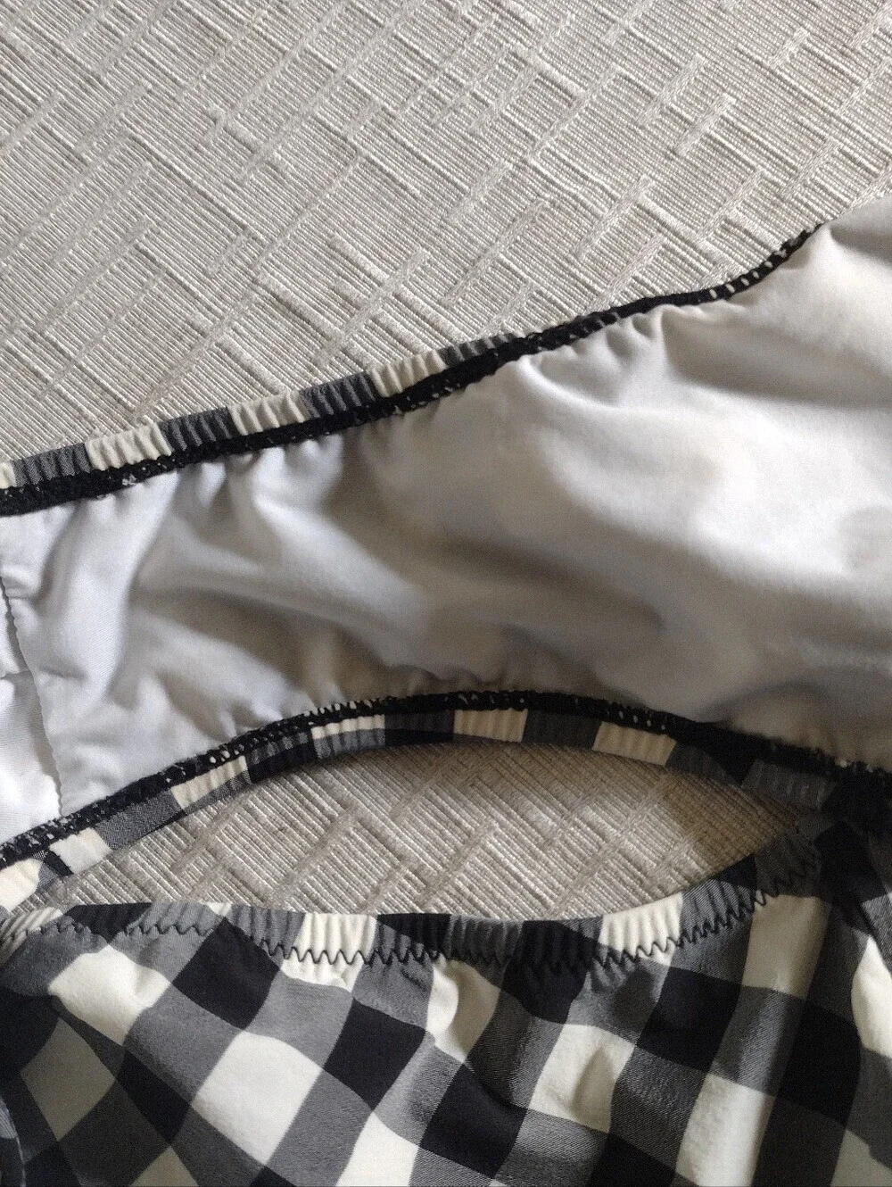 J.Crew Scoop back one-piece swimsuit oversized gingham ivory black sz 16 H7647